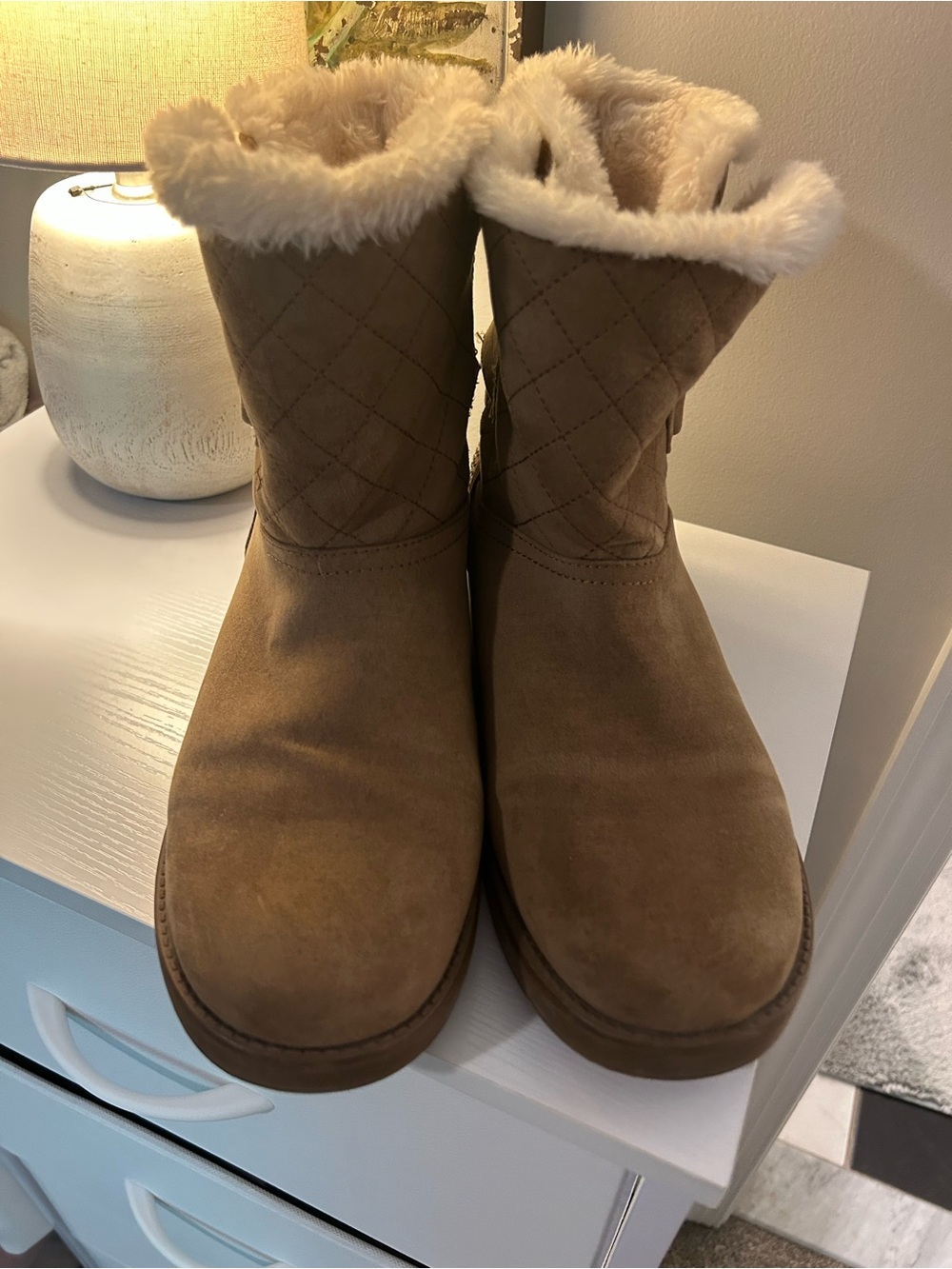 Guess Women's Quilted Faux-Fur Lined Winter Ankle Boots - Brown